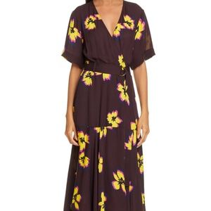 A.L.C. Claire Floral Print Midi Wrap Dress